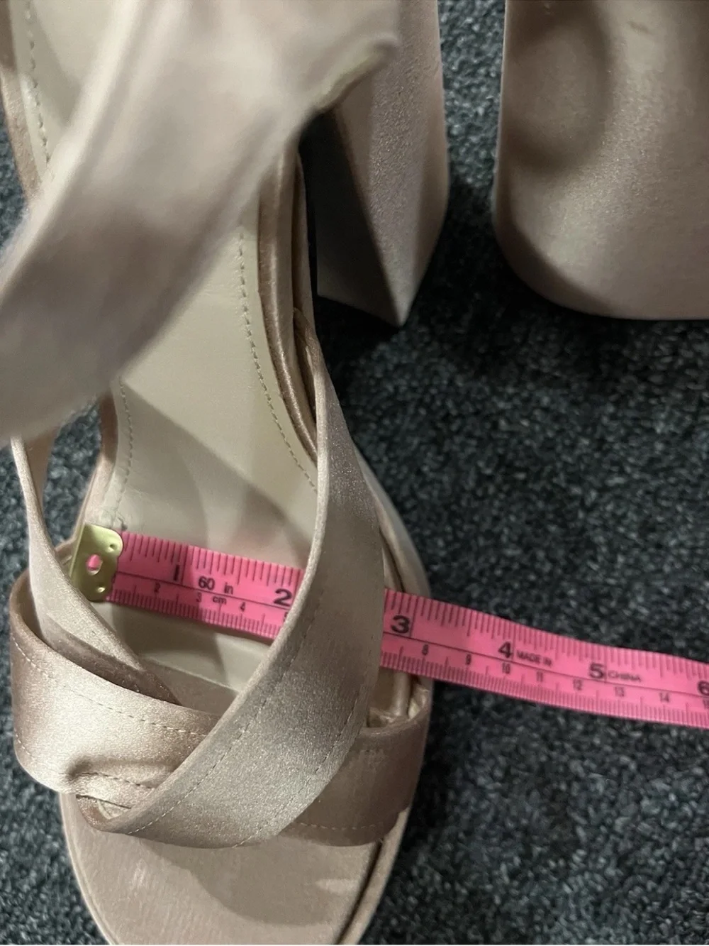 Jil Sander Champagne Satin Platform Sandals Ankle Strap 38.5 US 8